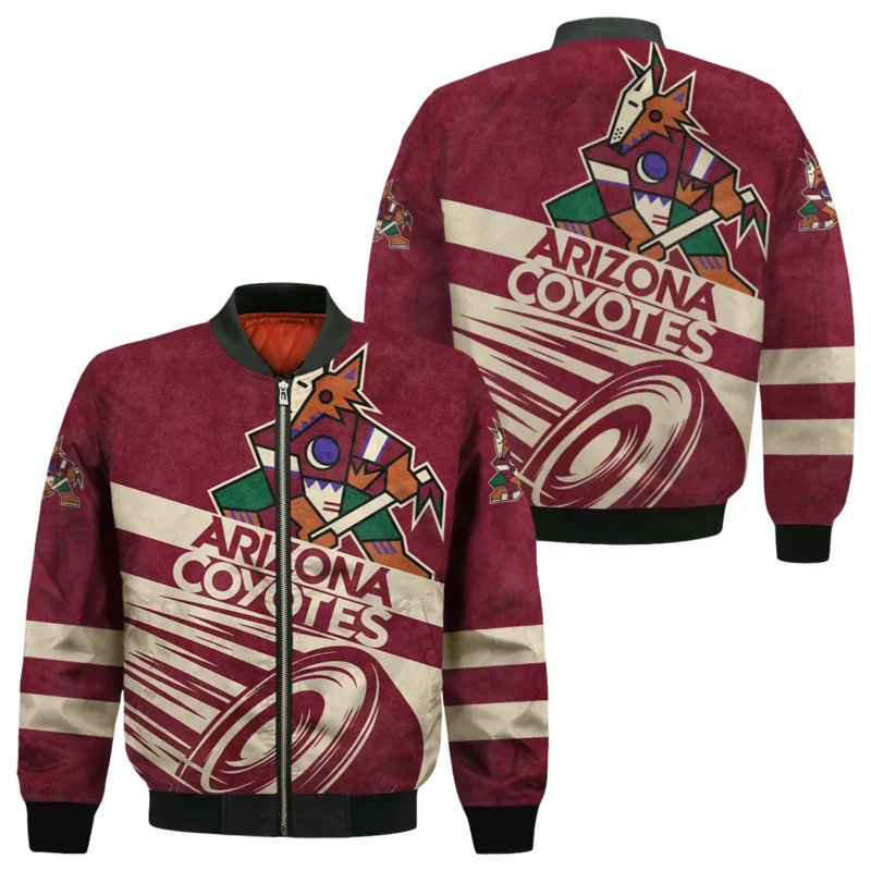 Ice Hockey Puck Arizona Coyotes National Hockey League All Over Prints BLNHL020924ACBB - Bomber Jacket