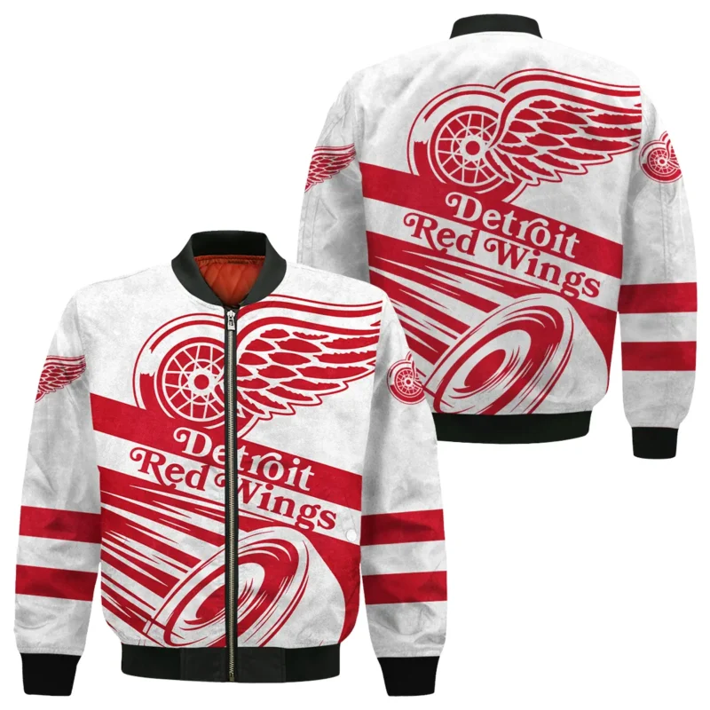 Ice Hockey Puck Detroit Red Wings National Hockey League All Over Prints BLNHL020924DRWBB - Bomber Jacket