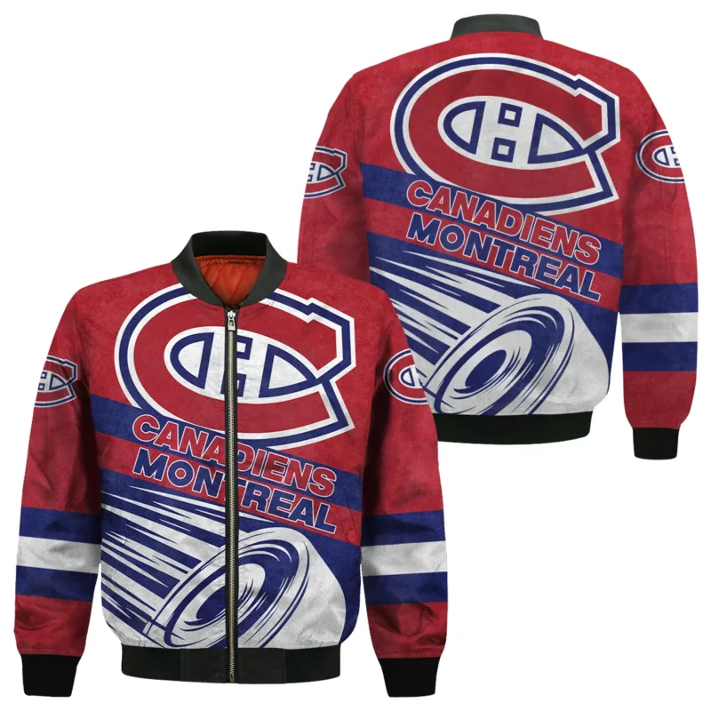 Ice Hockey Puck Montreal Canadiens National Hockey League All Over Prints BLNHL020924MCBB - Bomber Jacket