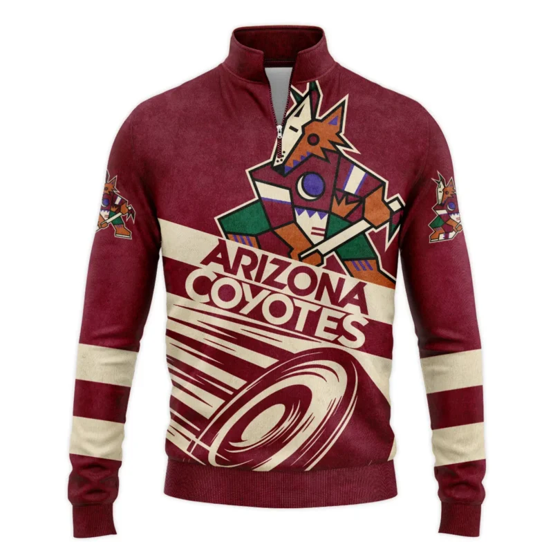 Ice Hockey Puck Arizona Coyotes National Hockey League All Over Prints BLNHL020924ACSWZ - Quarter Zip Jacket