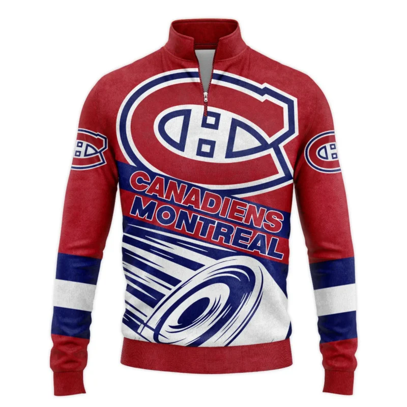 Ice Hockey Puck Montreal Canadiens National Hockey League All Over Prints BLNHL020924MCSWZ - Quarter Zip Jacket