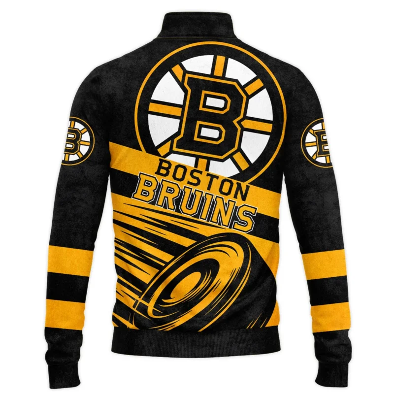 Ice Hockey Puck Boston Bruins National Hockey League All Over Prints BLNHL020924BBSWZ - Quarter Zip Jacket