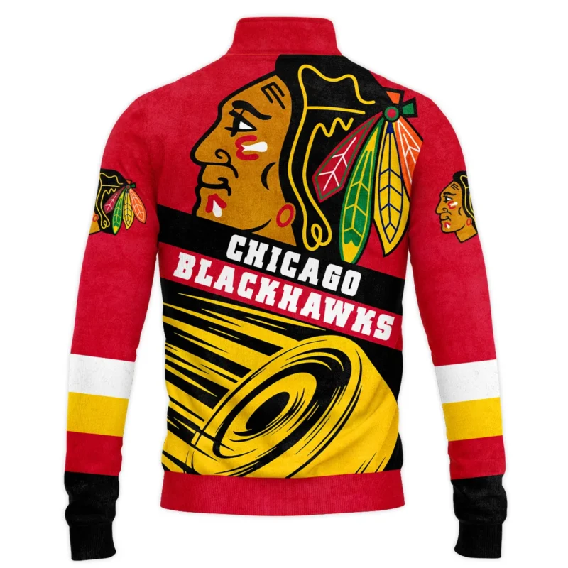 Ice Hockey Puck Chicago Blackhawks National Hockey League All Over Prints BLNHL020924CBSWZ - Quarter Zip Jacket