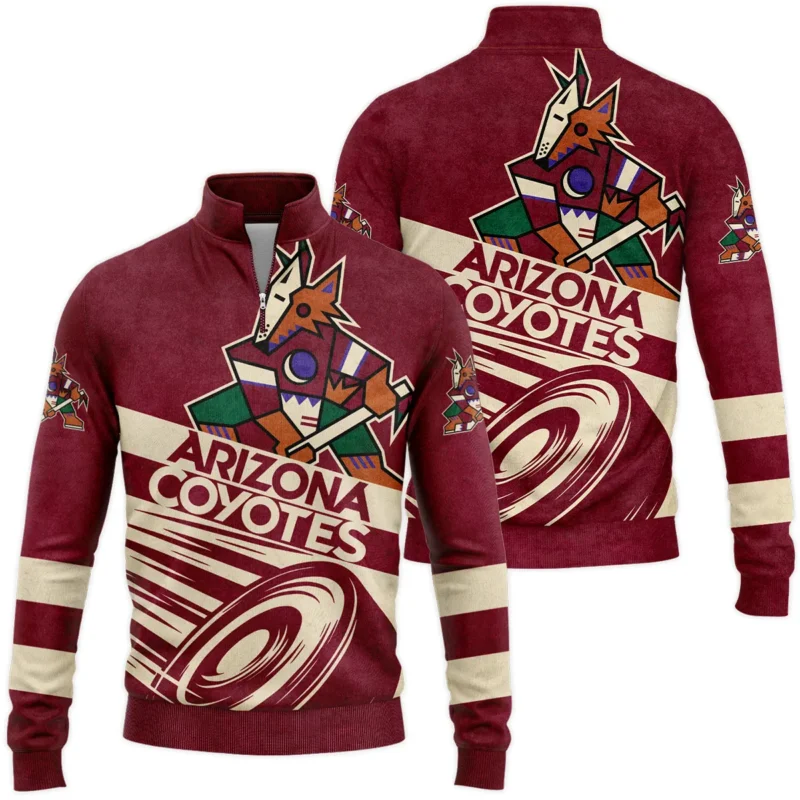 Ice Hockey Puck Arizona Coyotes National Hockey League All Over Prints BLNHL020924ACSWZ - Quarter Zip Jacket