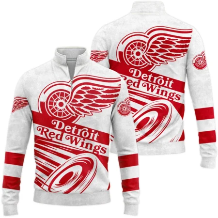 Ice Hockey Puck Detroit Red Wings National Hockey League All Over Prints BLNHL020924DRWSWZ - Quarter Zip Jacket