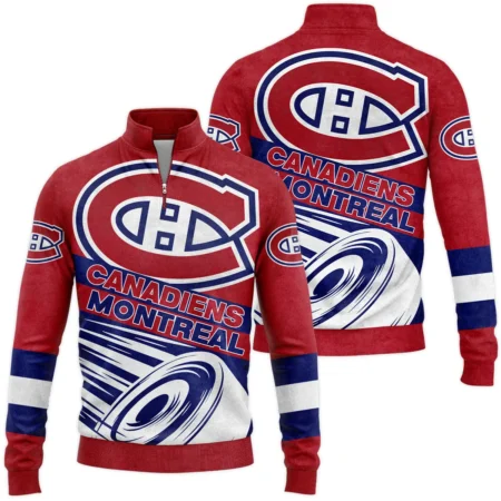 Ice Hockey Puck Montreal Canadiens National Hockey League All Over Prints BLNHL020924MCSWZ - Quarter Zip Jacket