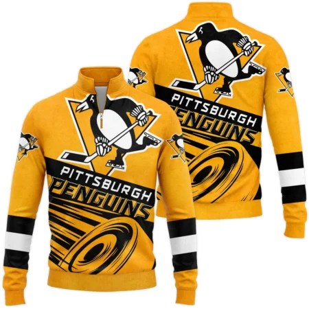 Ice Hockey Puck Pittsburgh Penguins National Hockey League All Over Prints BLNHL020924PPSWZ - Quarter Zip Jacket