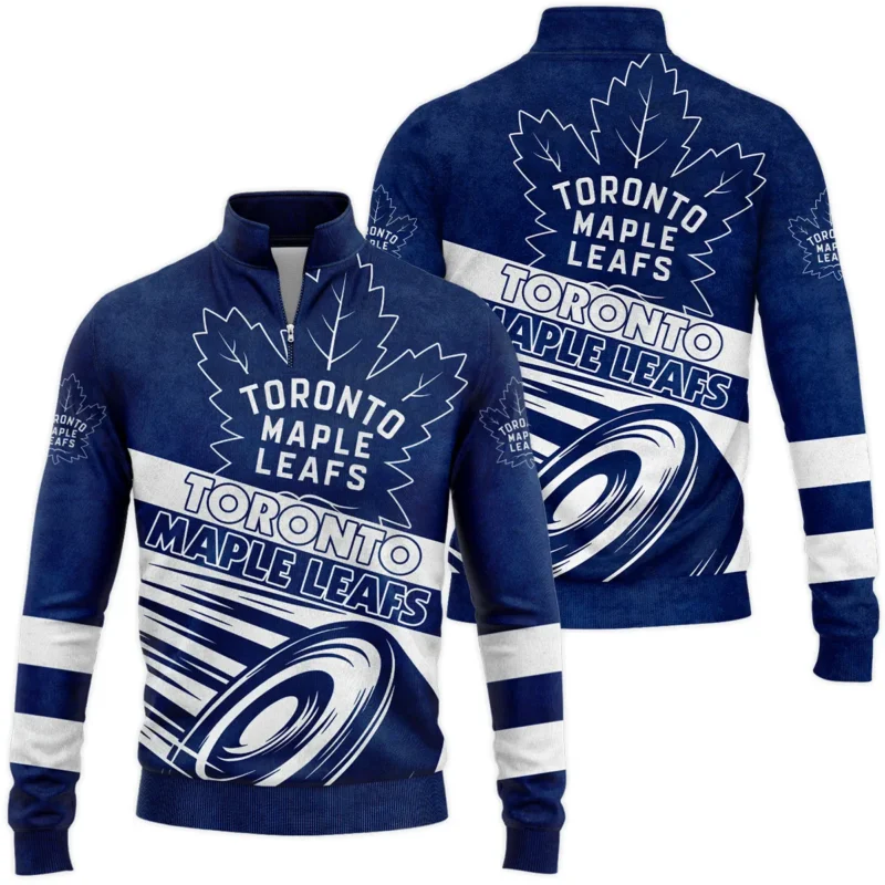 Ice Hockey Puck Toronto Maple Leafs National Hockey League All Over Prints BLNHL020924TMLSWZ - Quarter Zip Jacket