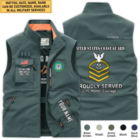 Personalized Gift Proudly Served Duty Honor Courage U.S. Coast Guard Outdoor Vest BLVTR030824A1CG