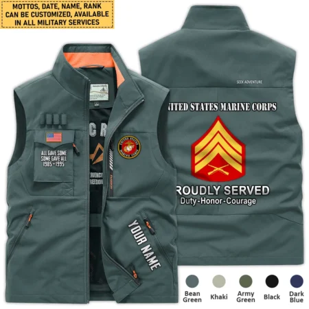 Personalized Gift Proudly Served Duty Honor Courage U.S. Marine Corps Outdoor Vest BLVTR030824A1MC