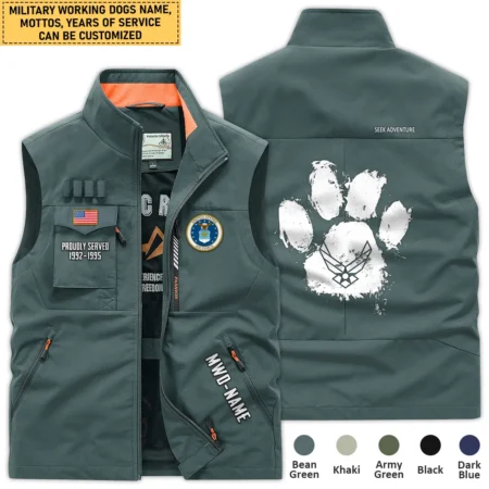 Personalized Gift Military Working Dog Proudly Served U.S. Air Force Outdoor Vest BLVTR050824A1AF