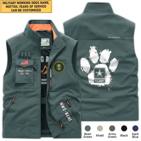 Personalized Gift Military Working Dog Proudly Served U.S. Army Outdoor Vest BLVTR050824A1AM