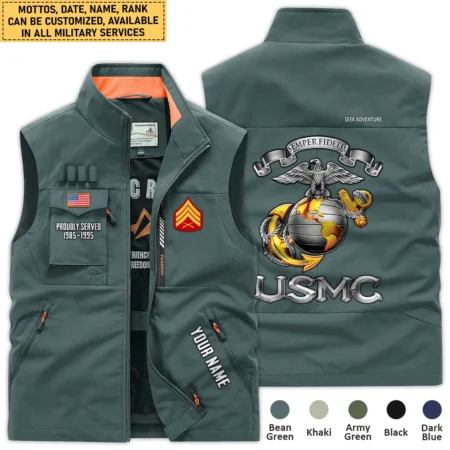 Personalized Gift Proudly Served U.S. Marine Corps Outdoor Vest BLVTR070824A3MC