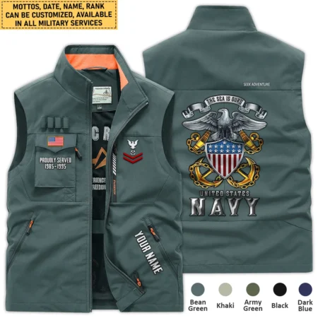 Personalized Gift The Sea Is Ours U.S. Navy Outdoor Vest BLVTR070824A3NV