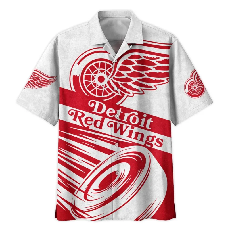 Ice Hockey Puck Detroit Red Wings National Hockey League All Over Prints BLNHL020924DRWHW - Hawaiian Shirt