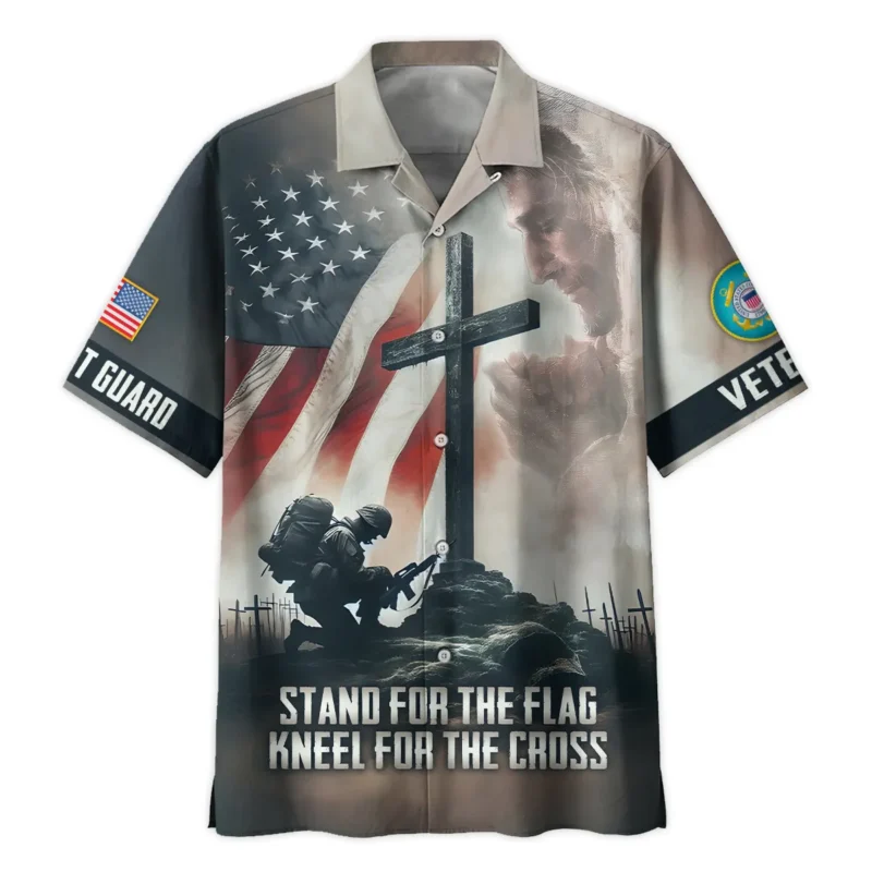 Stand For The Flag Kneel For The Cross Veteran U.S. Coast Guard Apparel All Over Prints BLVTR130824A2CG - Hawaiian Shirt