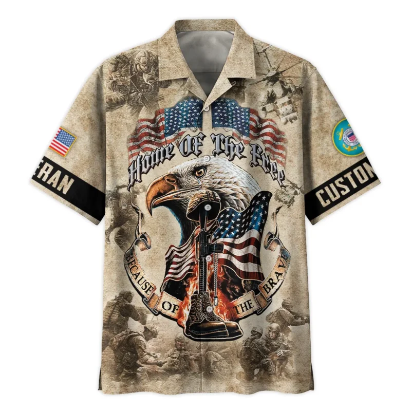 Personalized Home Of The Free Because Of The Brave Veteran U.S. Coast Guard Apparel All Over Prints BLVTR140824A2CG - Hawaiian Shirt