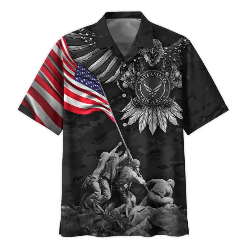 Proudly Served Eagle And US Flag Veteran U.S. Air Force Apparel All Over Prints BLVTR150824A2AF - Hawaiian Shirt