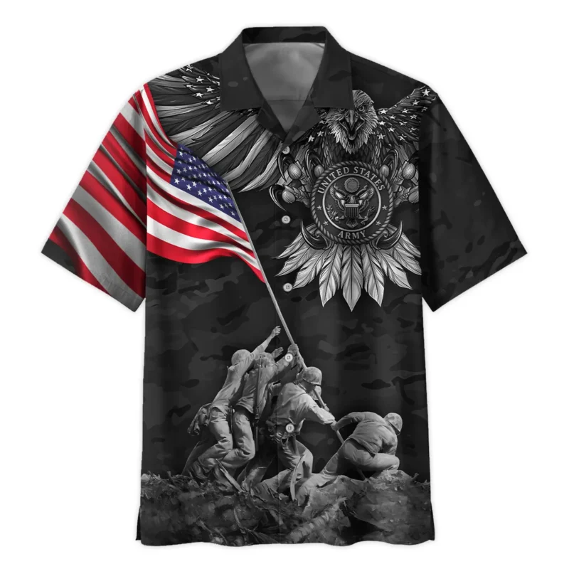 Proudly Served Eagle And US Flag Veteran U.S. Army Apparel All Over Prints BLVTR150824A2AM - Hawaiian Shirt