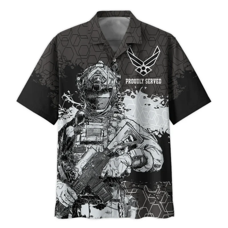 Proudly Served Hexagon Pattern Veteran U.S. Air Force Apparel All Over Prints BLVTR210824A1AF - Hawaiian Shirt