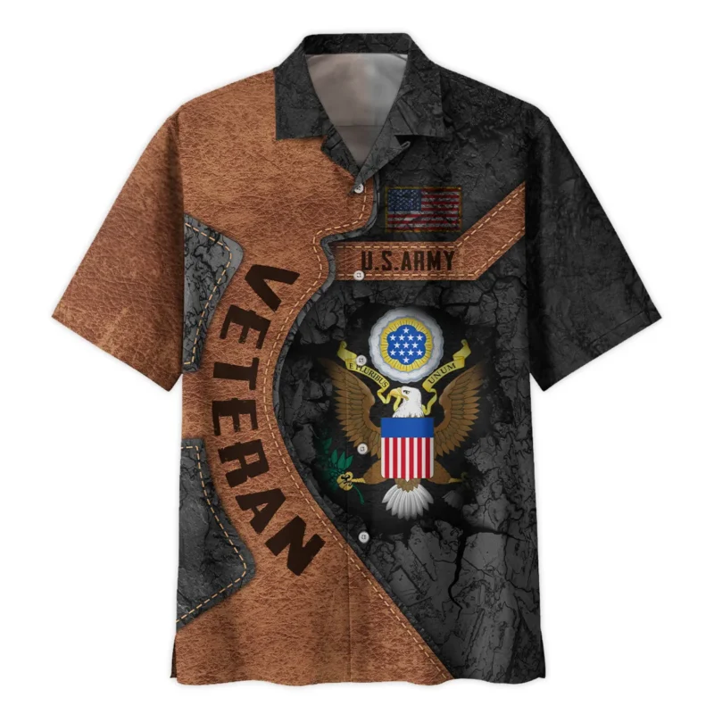 Proudly Served Leather Pattern Veteran U.S. Army Apparel All Over Prints BLVTR210824A2AM - Hawaiian Shirt