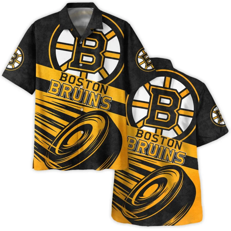 Ice Hockey Puck Boston Bruins National Hockey League All Over Prints BLNHL020924BBHW - Hawaiian Shirt