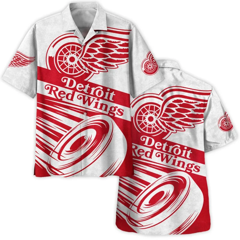 Ice Hockey Puck Detroit Red Wings National Hockey League All Over Prints BLNHL020924DRWHW - Hawaiian Shirt