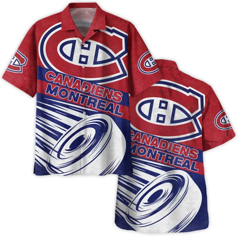 Ice Hockey Puck Montreal Canadiens National Hockey League All Over Prints BLNHL020924MCHW - Hawaiian Shirt