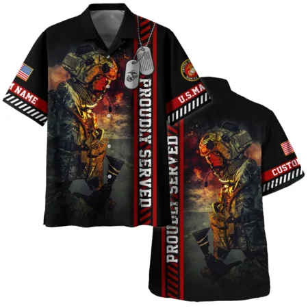 Personalized Proudly Served Veteran U.S. Marine Corps Apparel All Over Prints BLVTR130824A1MC - Hawaiian Shirt