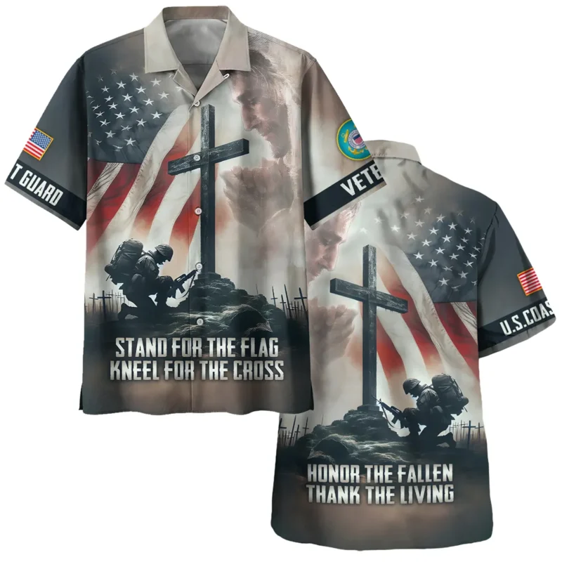 Stand For The Flag Kneel For The Cross Veteran U.S. Coast Guard Apparel All Over Prints BLVTR130824A2CG - Hawaiian Shirt