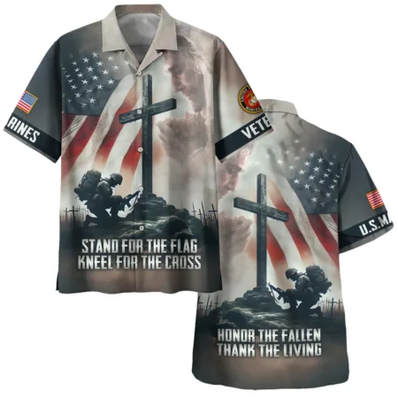 Stand For The Flag Kneel For The Cross Veteran U.S. Marine Corps Apparel All Over Prints BLVTR130824A2MC - Hawaiian Shirt