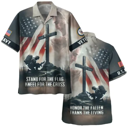 Stand For The Flag Kneel For The Cross Veteran U.S. Navy Apparel All Over Prints BLVTR130824A2NV - Hawaiian Shirt