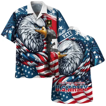 Eagle US Flag Veteran Motto Of The U.S. Army Apparel All Over Prints BLVTR140824A3AM - Hawaiian Shirt