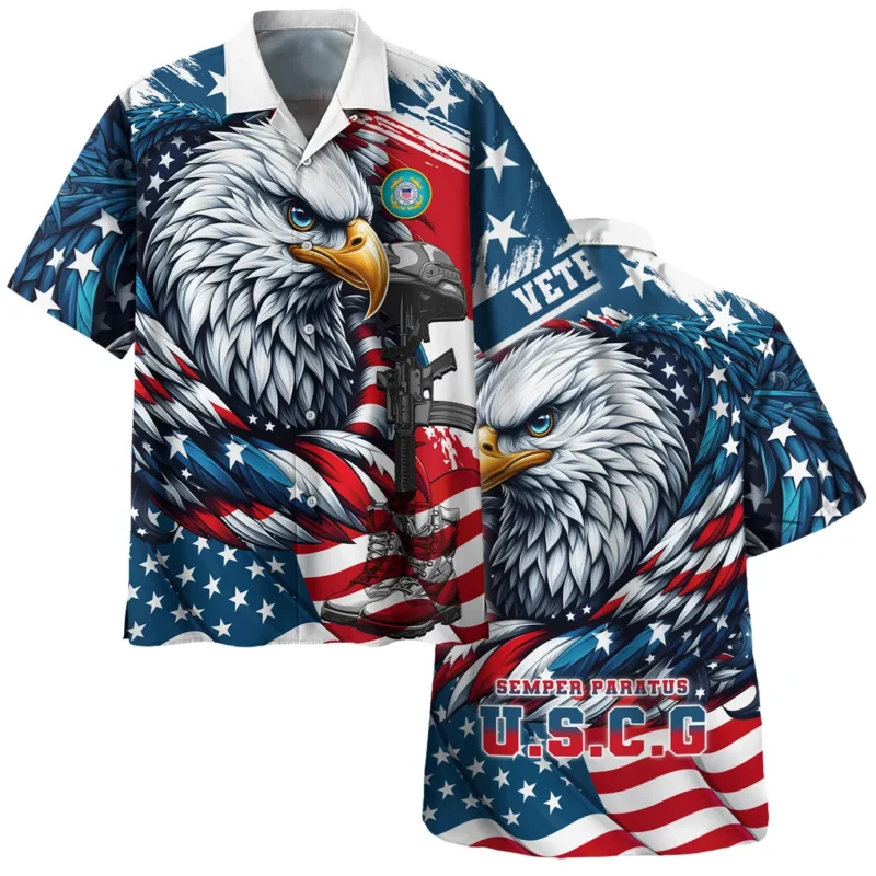 Eagle US Flag Veteran Motto Of The U.S. Coast Guard Apparel All Over Prints BLVTR140824A3CG - Hawaiian Shirt