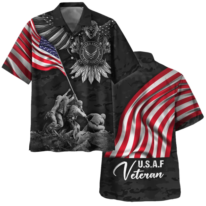 Proudly Served Eagle And US Flag Veteran U.S. Air Force Apparel All Over Prints BLVTR150824A2AF - Hawaiian Shirt