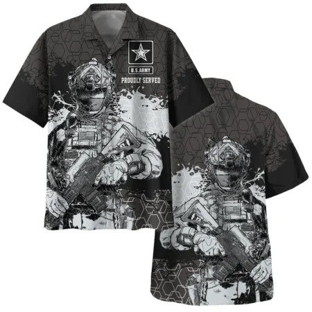 Proudly Served Hexagon Pattern Veteran U.S. Army Apparel All Over Prints BLVTR210824A1AM - Hawaiian Shirt