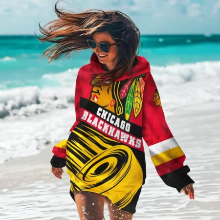 Ice Hockey Puck Chicago Blackhawks National Hockey League All Over Prints BLNHL020924CBHDR - Hoodie Dress