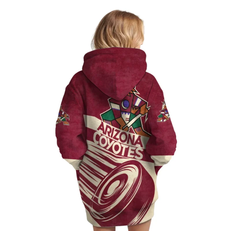 Ice Hockey Puck Arizona Coyotes National Hockey League All Over Prints BLNHL020924ACHDR - Hoodie Dress