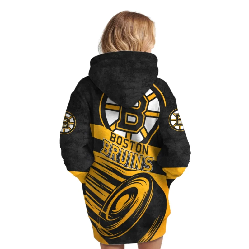 Ice Hockey Puck Boston Bruins National Hockey League All Over Prints BLNHL020924BBHDR - Hoodie Dress