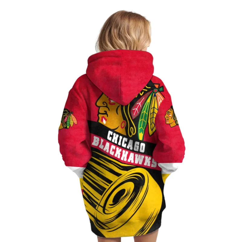 Ice Hockey Puck Chicago Blackhawks National Hockey League All Over Prints BLNHL020924CBHDR - Hoodie Dress