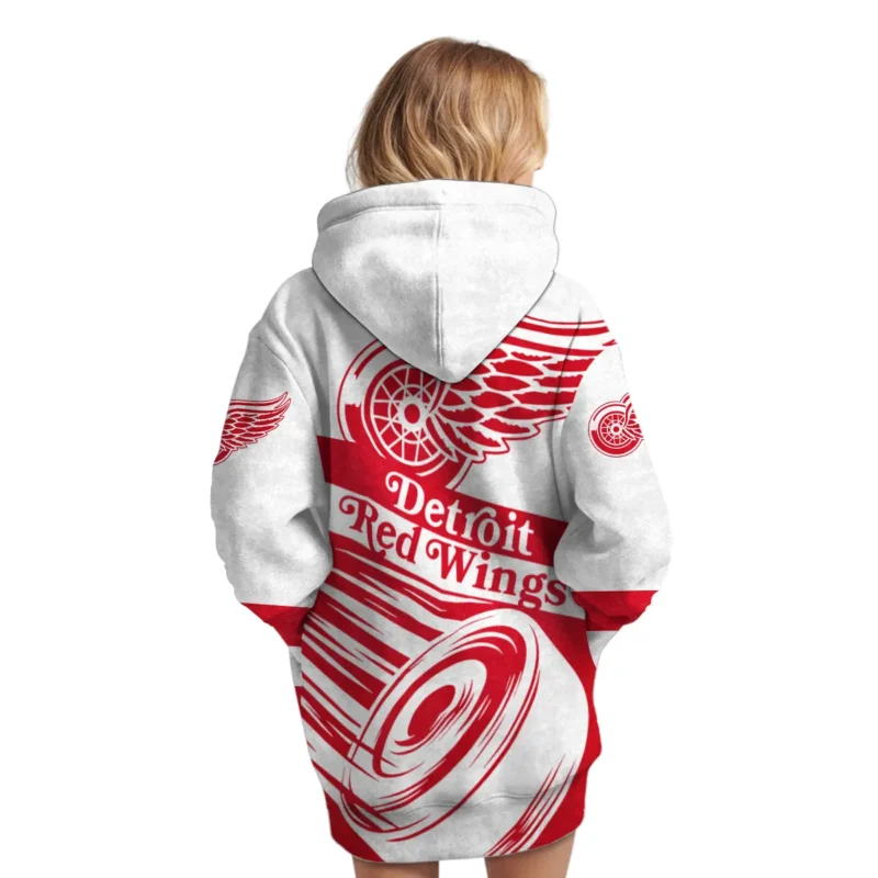 Ice Hockey Puck Detroit Red Wings National Hockey League All Over Prints BLNHL020924DRWHDR - Hoodie Dress