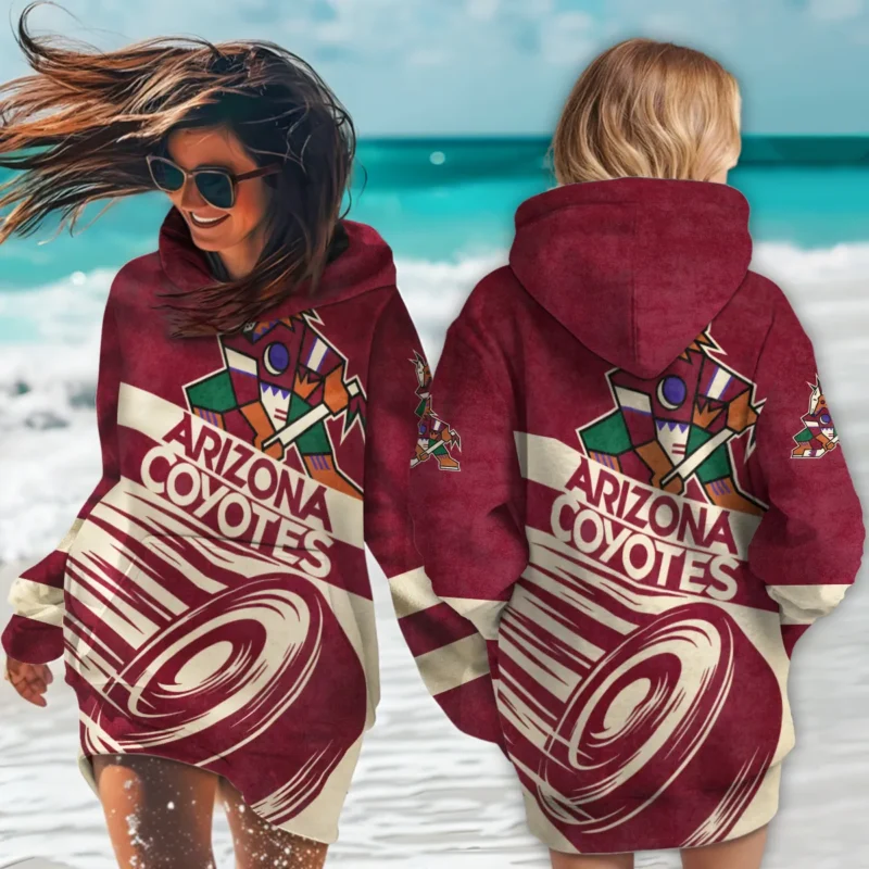 Ice Hockey Puck Arizona Coyotes National Hockey League All Over Prints BLNHL020924ACHDR - Hoodie Dress