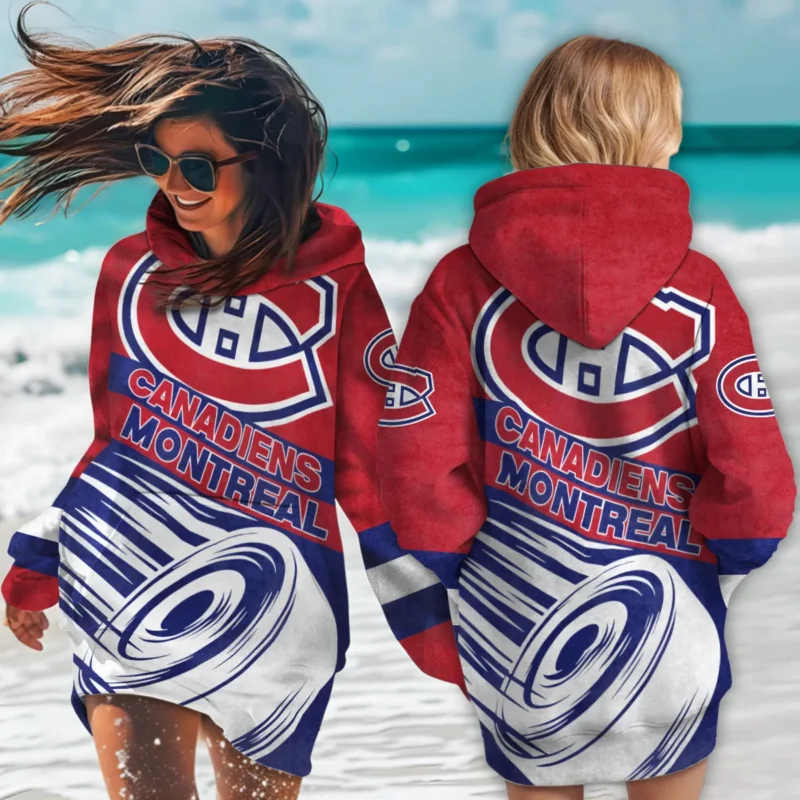 Ice Hockey Puck Montreal Canadiens National Hockey League All Over Prints BLNHL020924MCHDR - Hoodie Dress