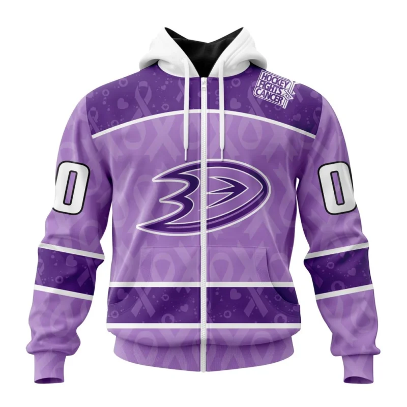 NHL Personalized Name And Number, Anaheim Ducks New Lavender Hockey Fight Cancer,QTNHL Personalized Name And Number,080524B1497