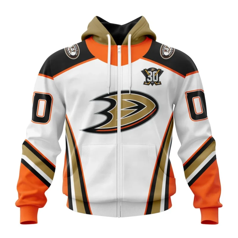 NHL Personalized Name And Number, Anaheim Ducks Personalized  Away With 30Th Anniversary Logo,QTNHL Personalized Name And Number,080524B1566