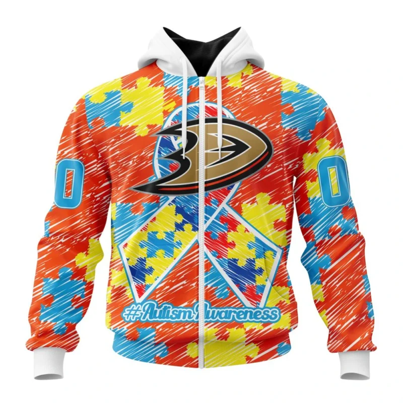 NHL Personalized Name And Number, Anaheim Ducks Special Autism Awareness Design,QTNHL Personalized Name And Number,080524B2489