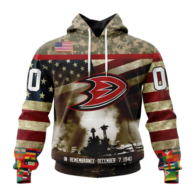 NHL Anaheim Ducks, Specialized Unisex Kits Remember Pearl Harbor,QTNHL080524A2995