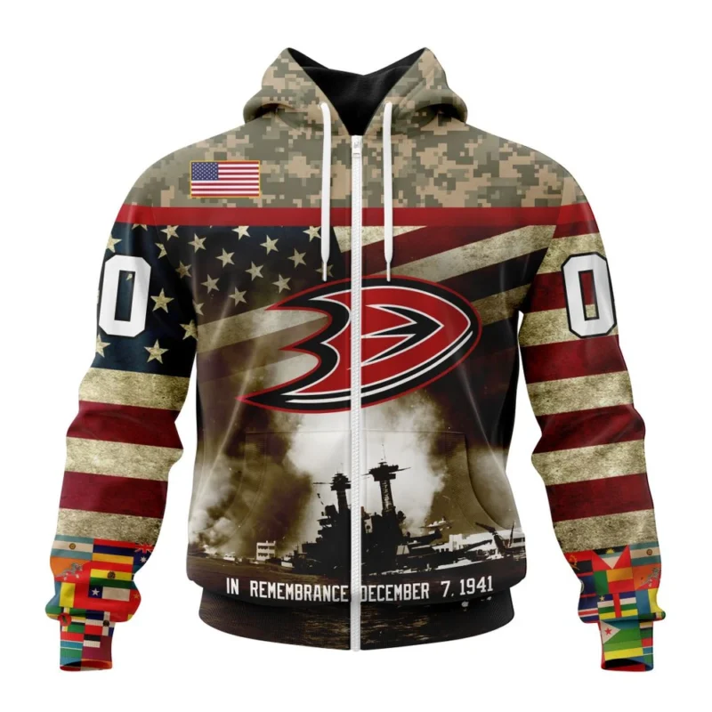 NHL Anaheim Ducks, Specialized Unisex Kits Remember Pearl Harbor,QTNHL 080524B2995