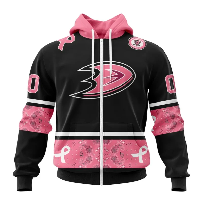 NHL Anaheim Ducks, Specialized Design In Classic Style With Paisley, In October We Wear Pink Breast Cancer,QTNHL 080524B3604