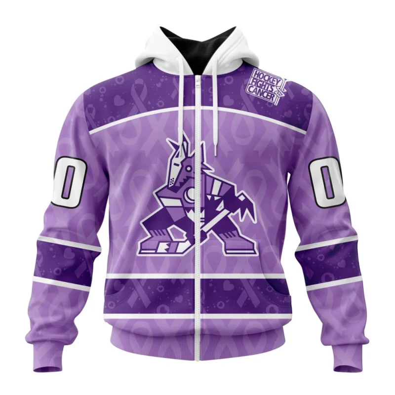 NHL Personalized Name And Number, Arizona Coyotes New Lavender Hockey Fight Cancer,QTNHL Personalized Name And Number,080524B1498